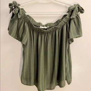 Dark Green Off-The-Shoulder Top